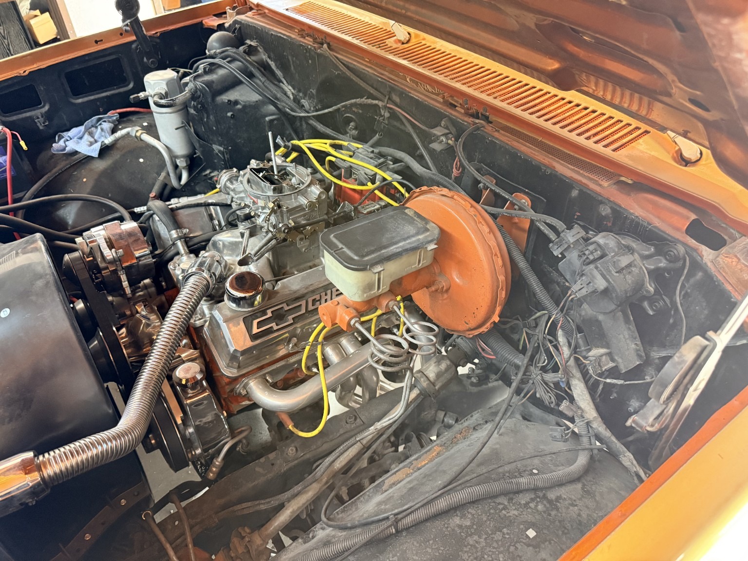 1982 GMC Sierra — Engine bay and visible components — current condition
